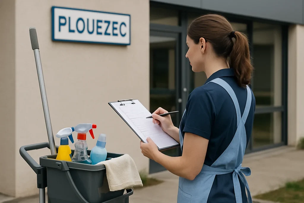 Équipe professionnelle nettoyant une maison à Plouezec avec des équipements spécialisés.