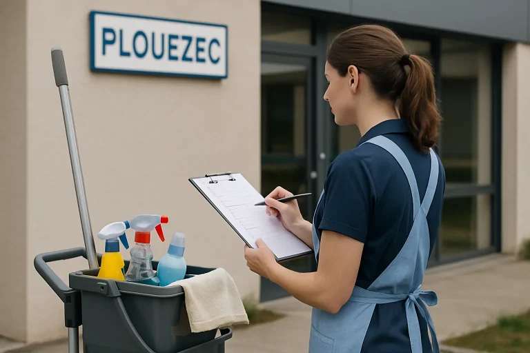 Équipe professionnelle nettoyant une maison à Plouezec avec des équipements spécialisés.
