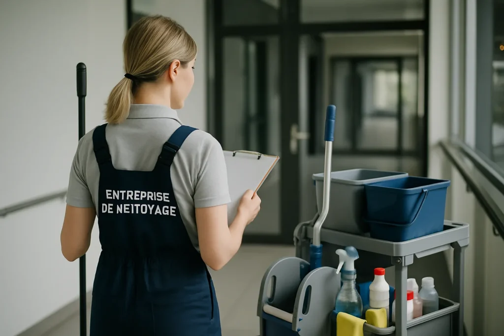 Une équipe de nettoyage à Louannec utilisant des équipements modernes dans un appartement.
