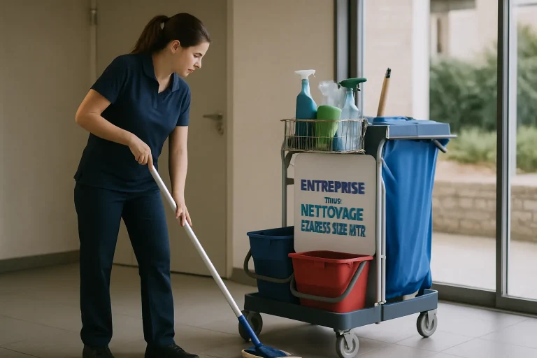 Équipe de nettoyage en action dans un appartement à Etables-sur-Mer, avec des équipements modernes.