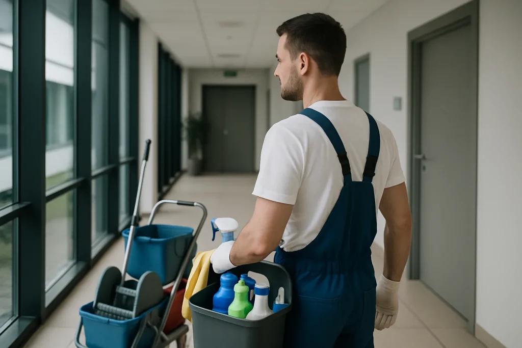 Équipe de nettoyage professionnelle à Pabu, Bretagne, effectuant des travaux de nettoyage.