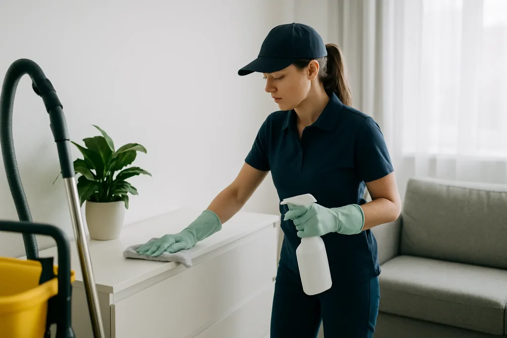 Une équipe de nettoyage à PENVENAN effectuant des travaux dans un appartement.