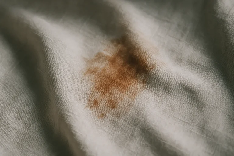 Gros plan sur un tissu taché nécessitant une décontamination post-traumatique
